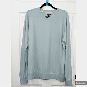 Vintage J. Peterman light Blue Cotton Blend V Neck Sweater Size X Large